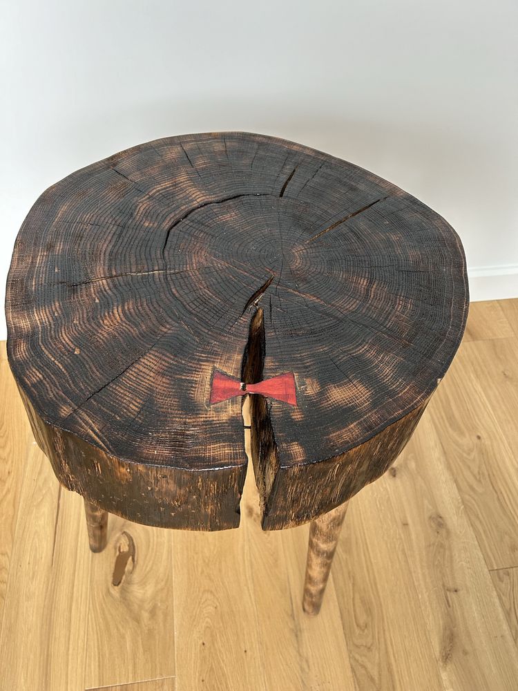 Stolik kawowy drewniany płat drewna handmade