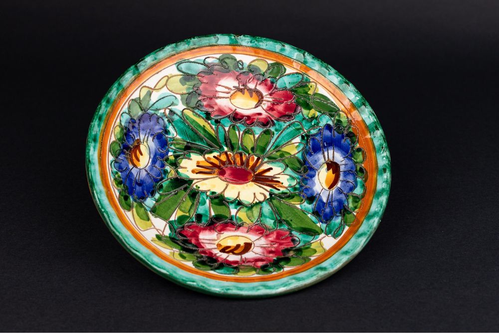 Włoska ceramika talerz ręcznie zdobiony vintage
