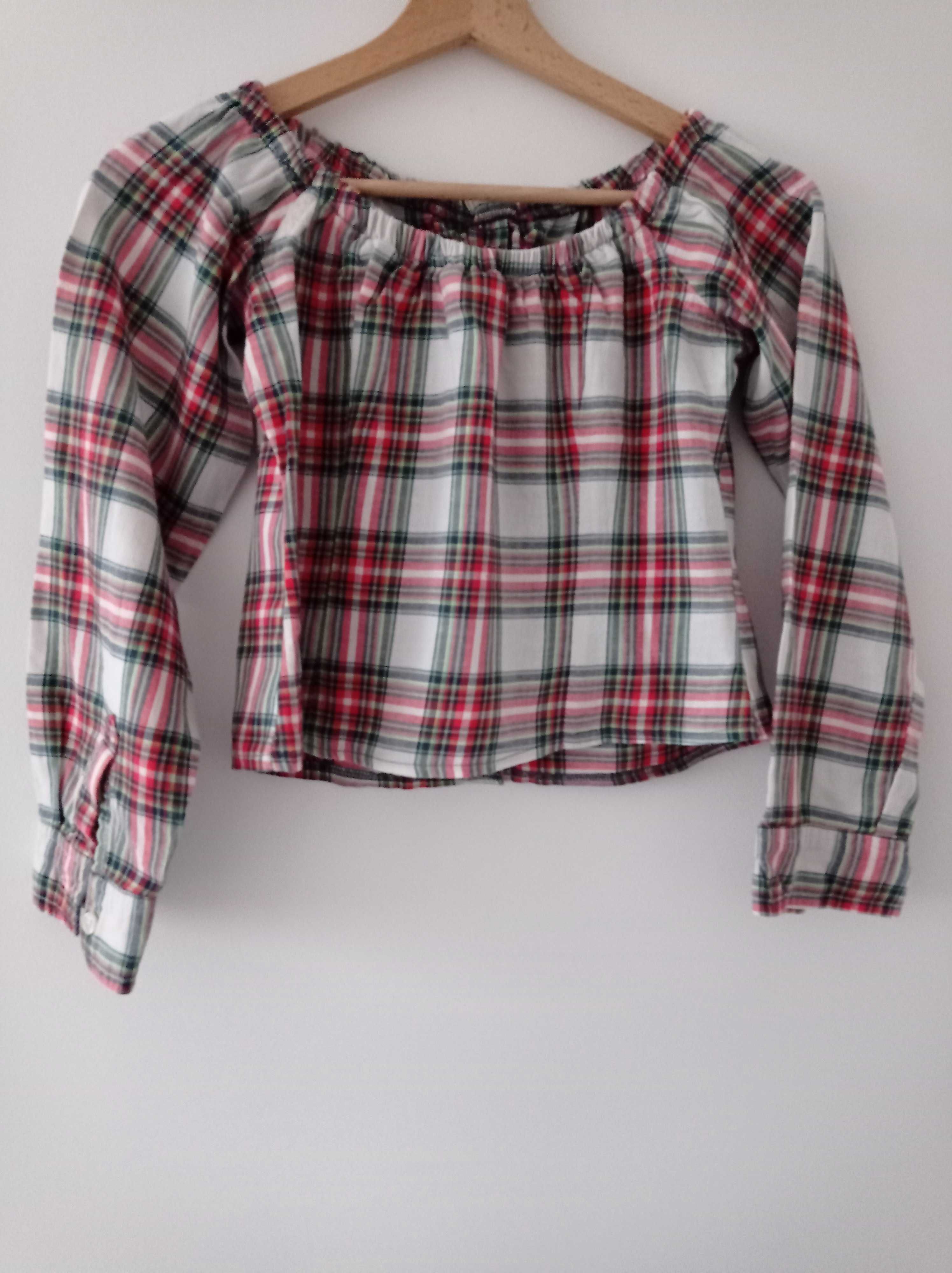 Crop top Krótka bluzka w czerwoną kratkę, bawełna