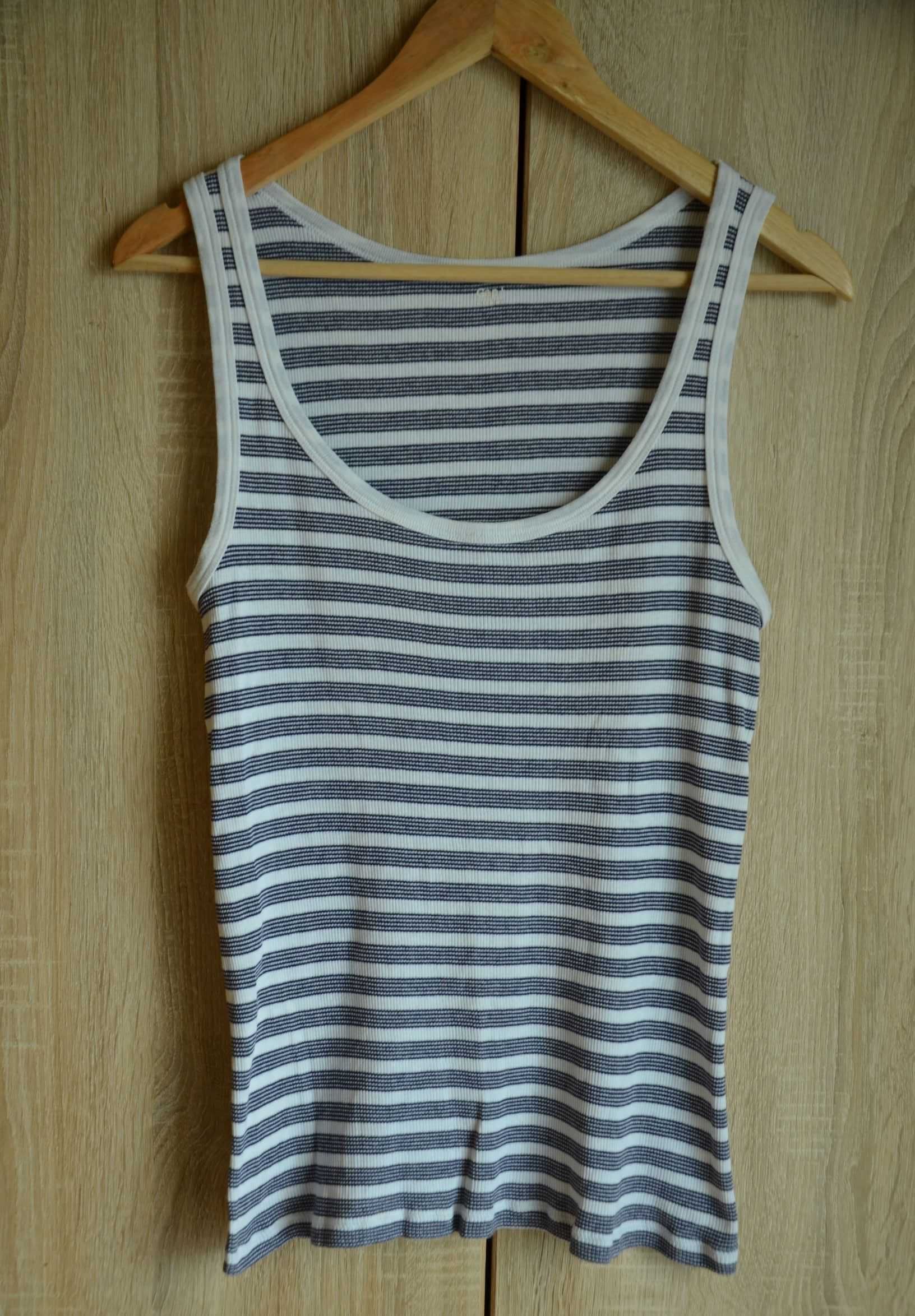Bluzka top podkoszulek biały w paski bokserka 40 42 44 L XL XXL