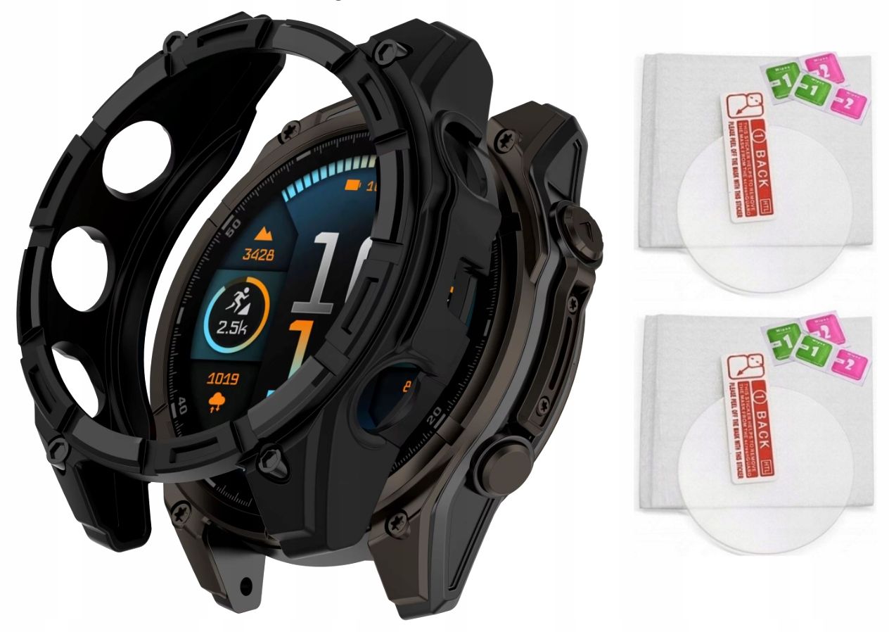 2 X Szkło Hartowane 9H + Etui Silikonowe do Garmin Fenix 8 51mm
