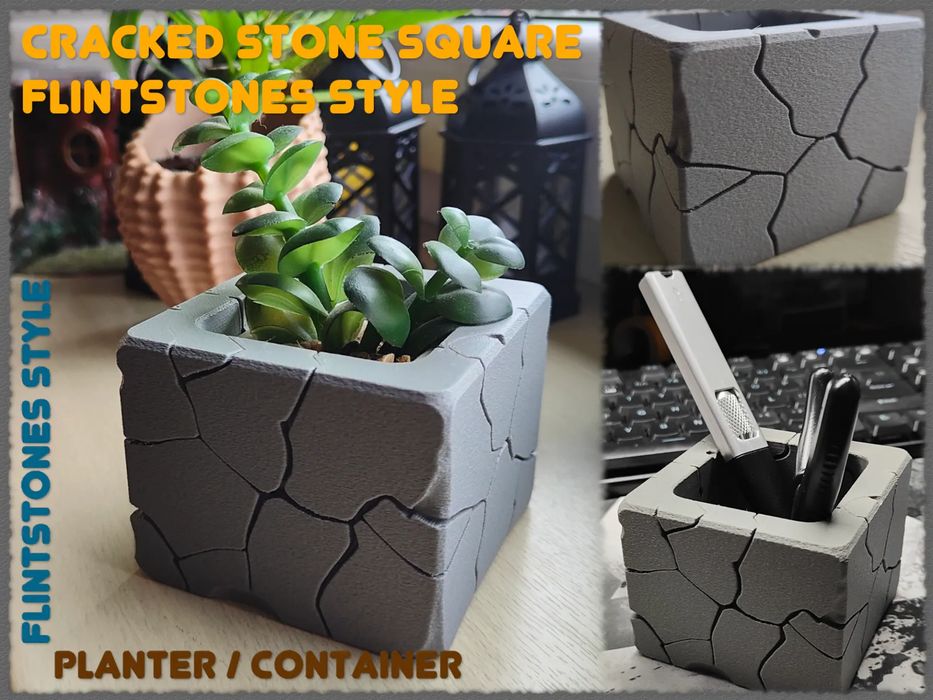 Vaso Quadrado Pedra Rachada