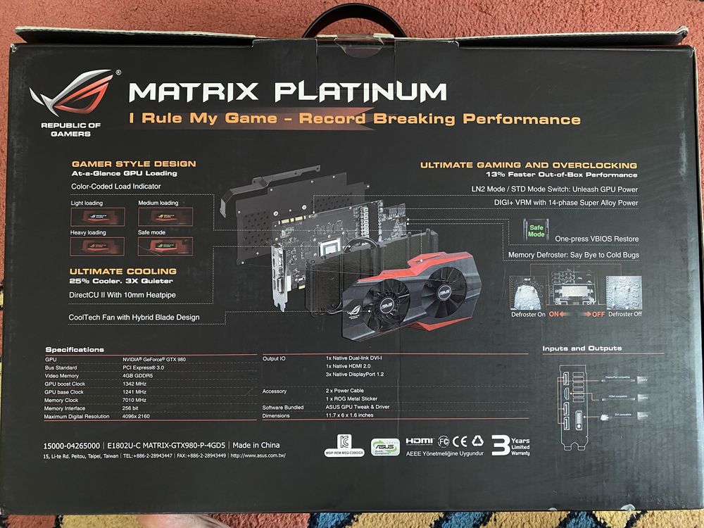 Asus MATRIX GTX 980 4GB DDR5 256bit