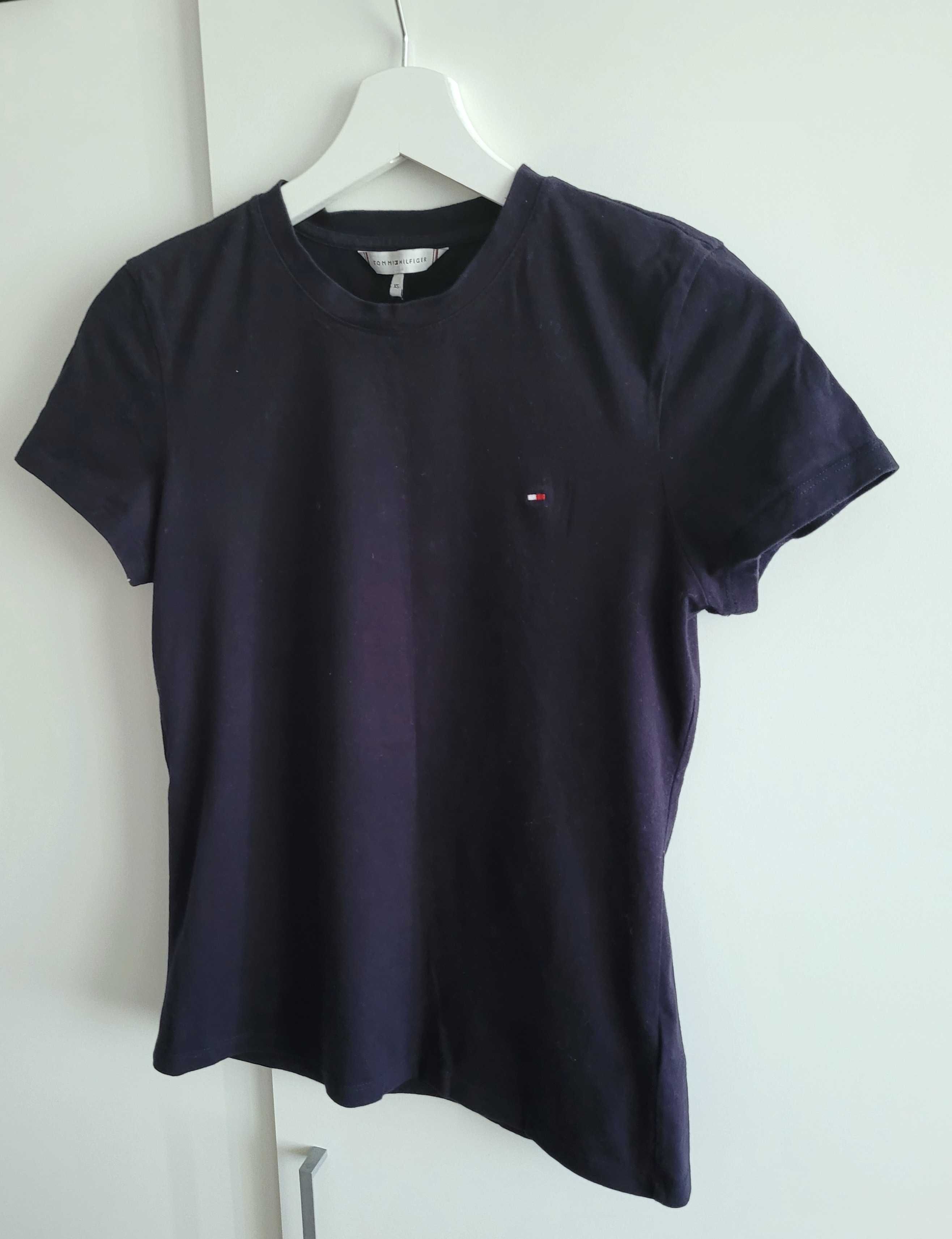 Tommy Hilfiger t-shirt granatowy klasyczny basic casual bluzka XS S