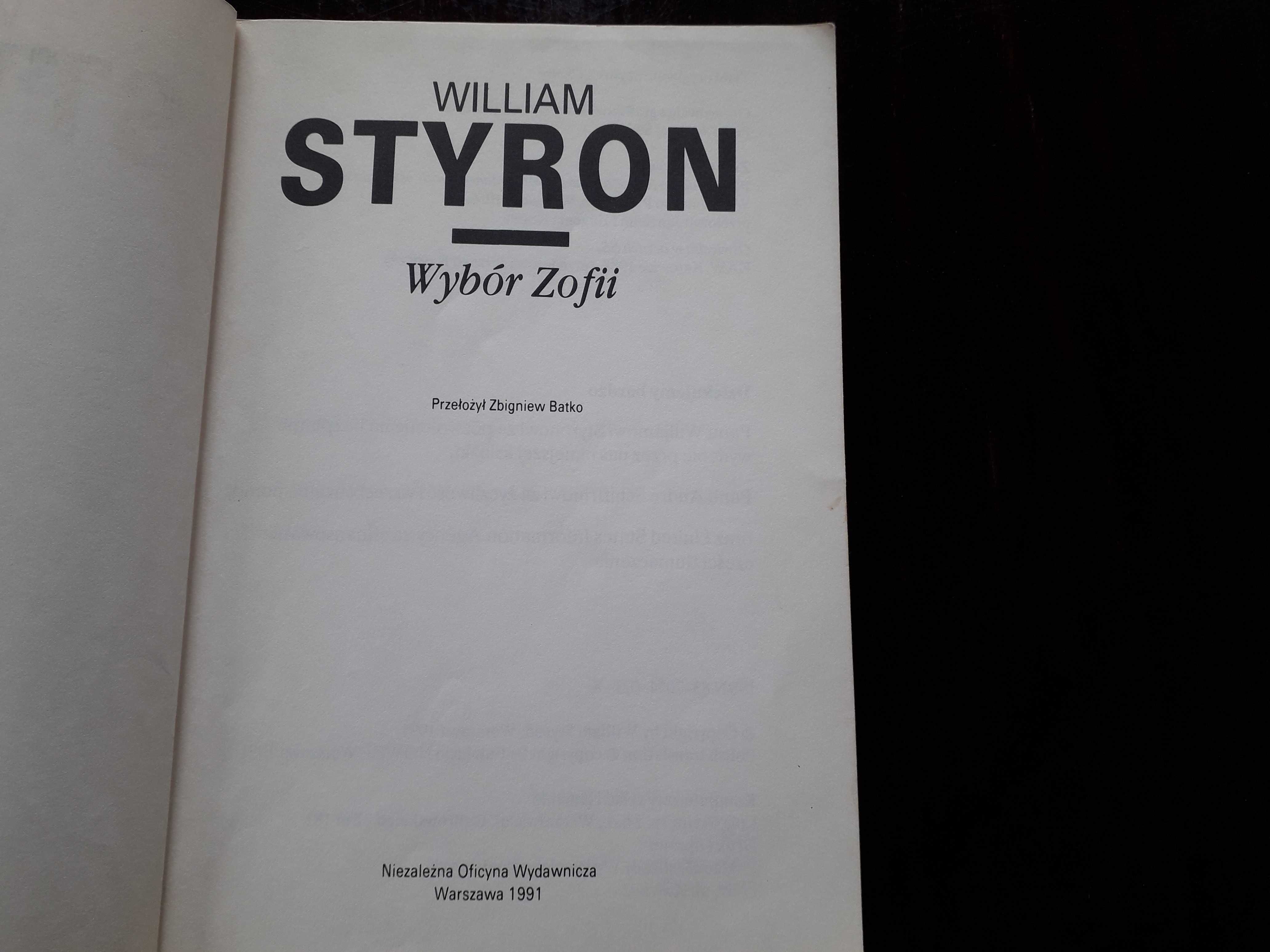 William Styron - "Wybór Zofii"