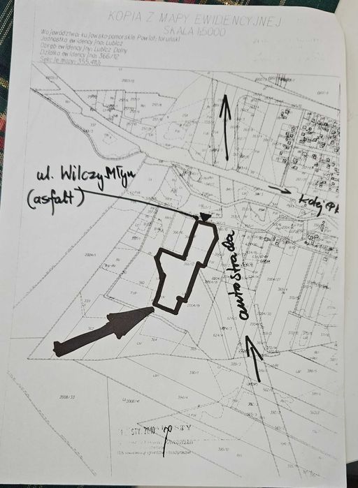 Działka rolno-budowlana 2.24ha w Lubiczu Dolnym z drogą asfaltową