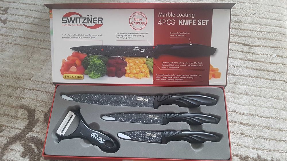 Zestaw noży kuchennych 3 szt plus obieraczka ceramiczna na prezent