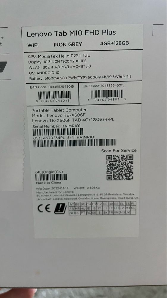 Tablet Lenovo tab m10 fhd plus 4/128
