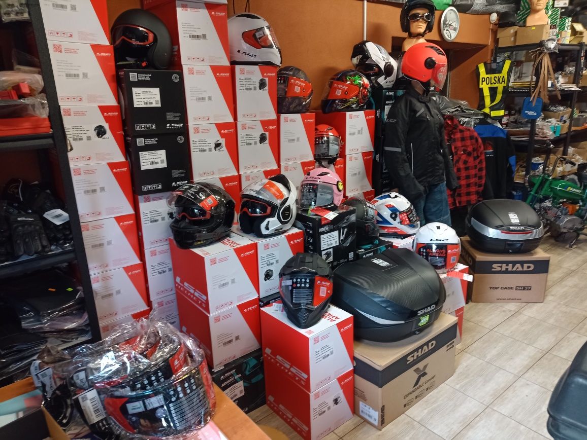 Kask LS2, kurtka na motor/skuter, kufer,rękawice, spodnie, buty, sklep