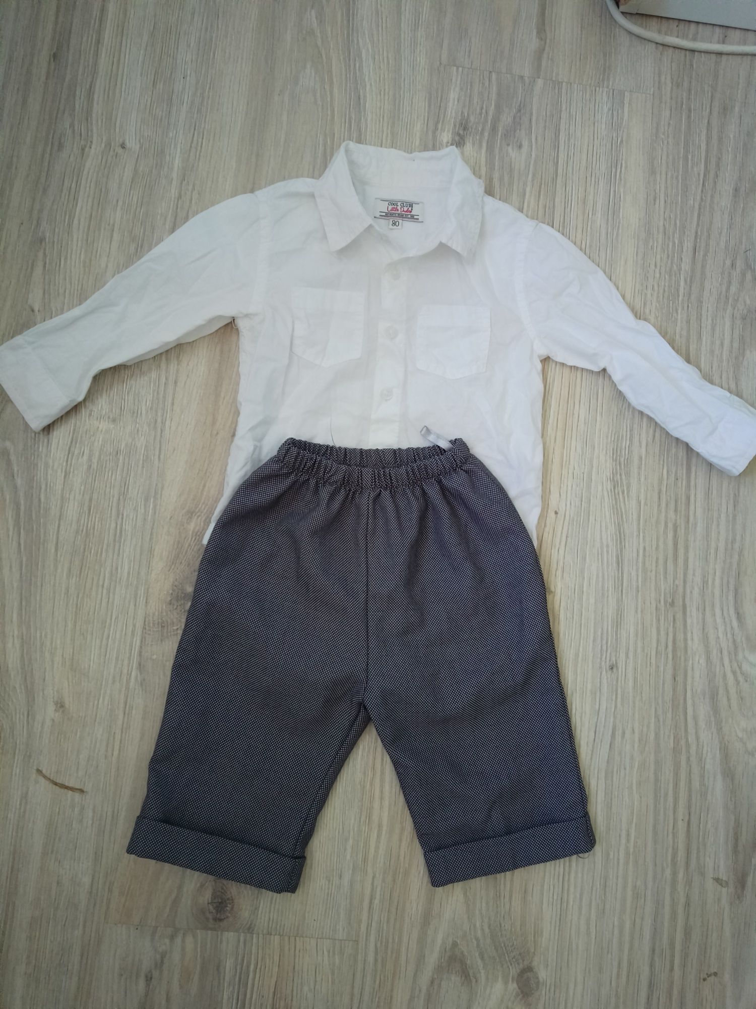 Elegancki zestaw body koszulowe i spodnie  80