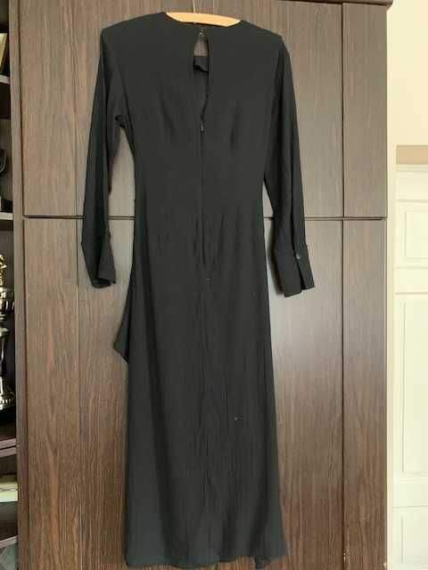 Masiimo Dutti sukienka XS czarna midi z rozcięciem z przodu