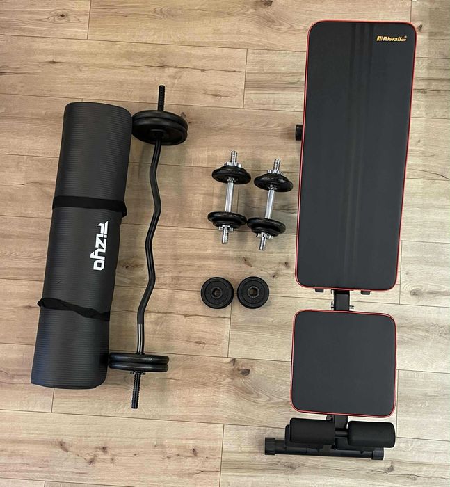 Domowa Siłownia, hantle, ławka, gryf, obciążenie