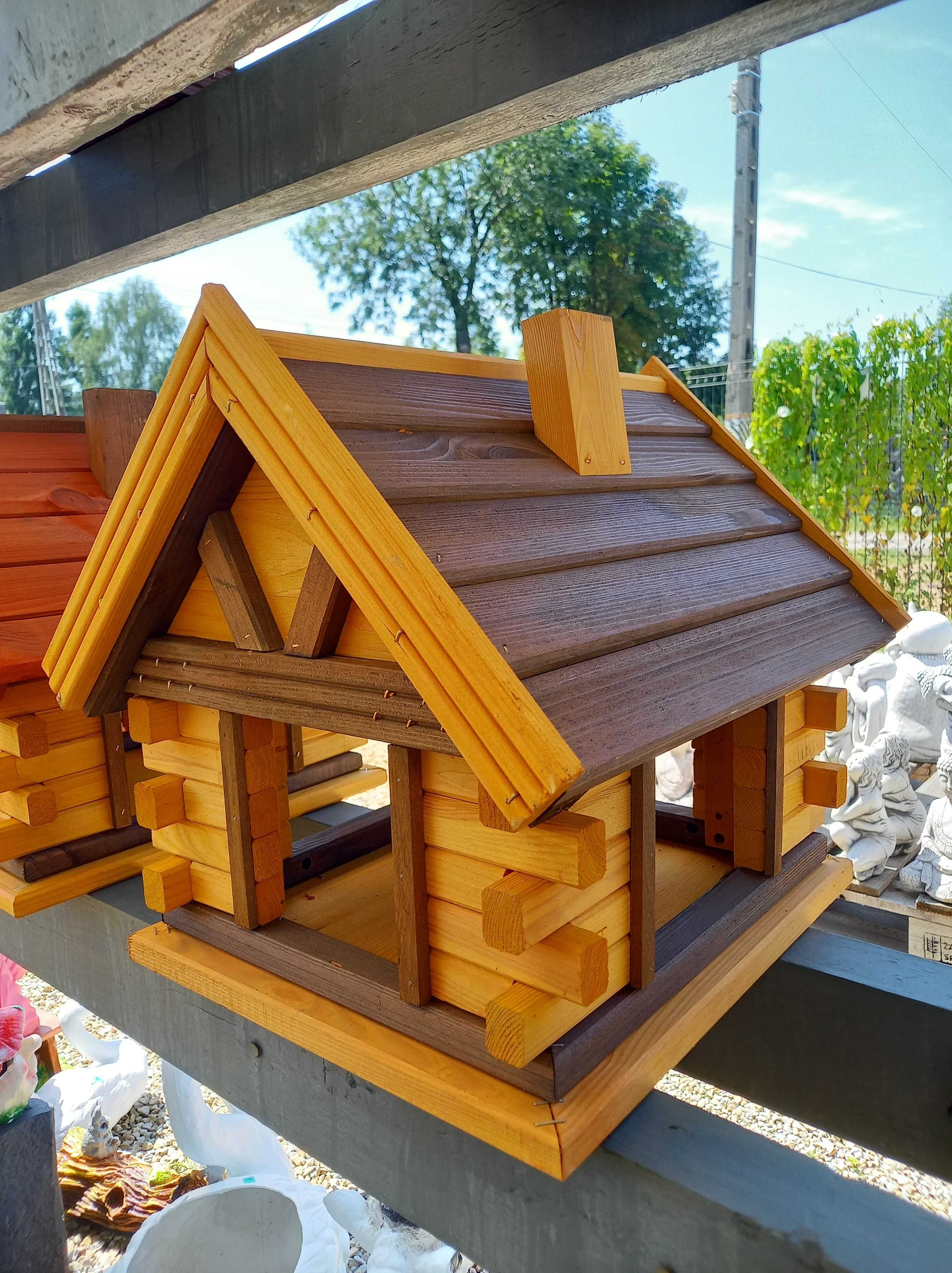 Karmnik drewniany dla ptaków do ogrodu CHATKA domek