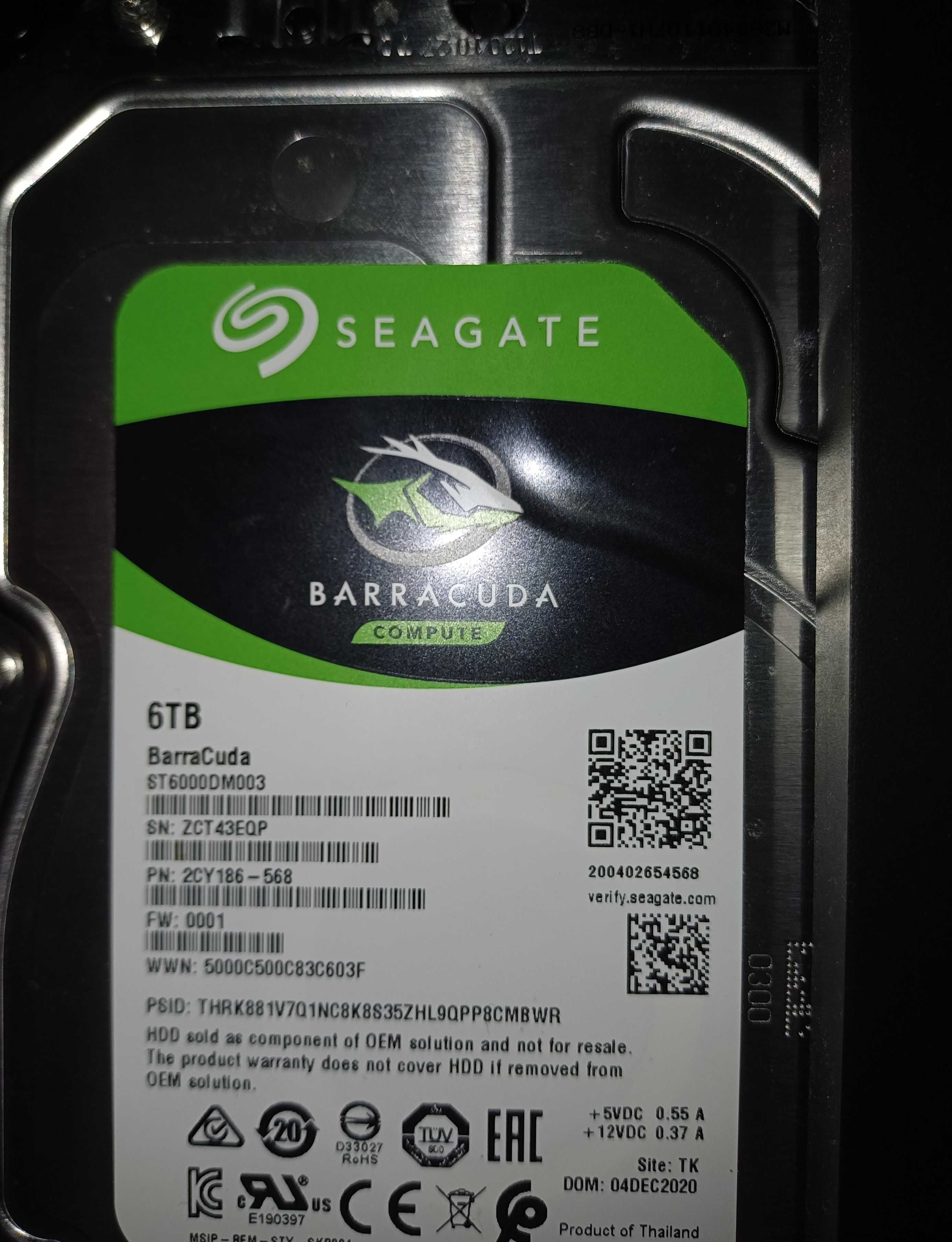 Disco Rígido Seagate Barracuda 6TB 3.5" com pouco uso