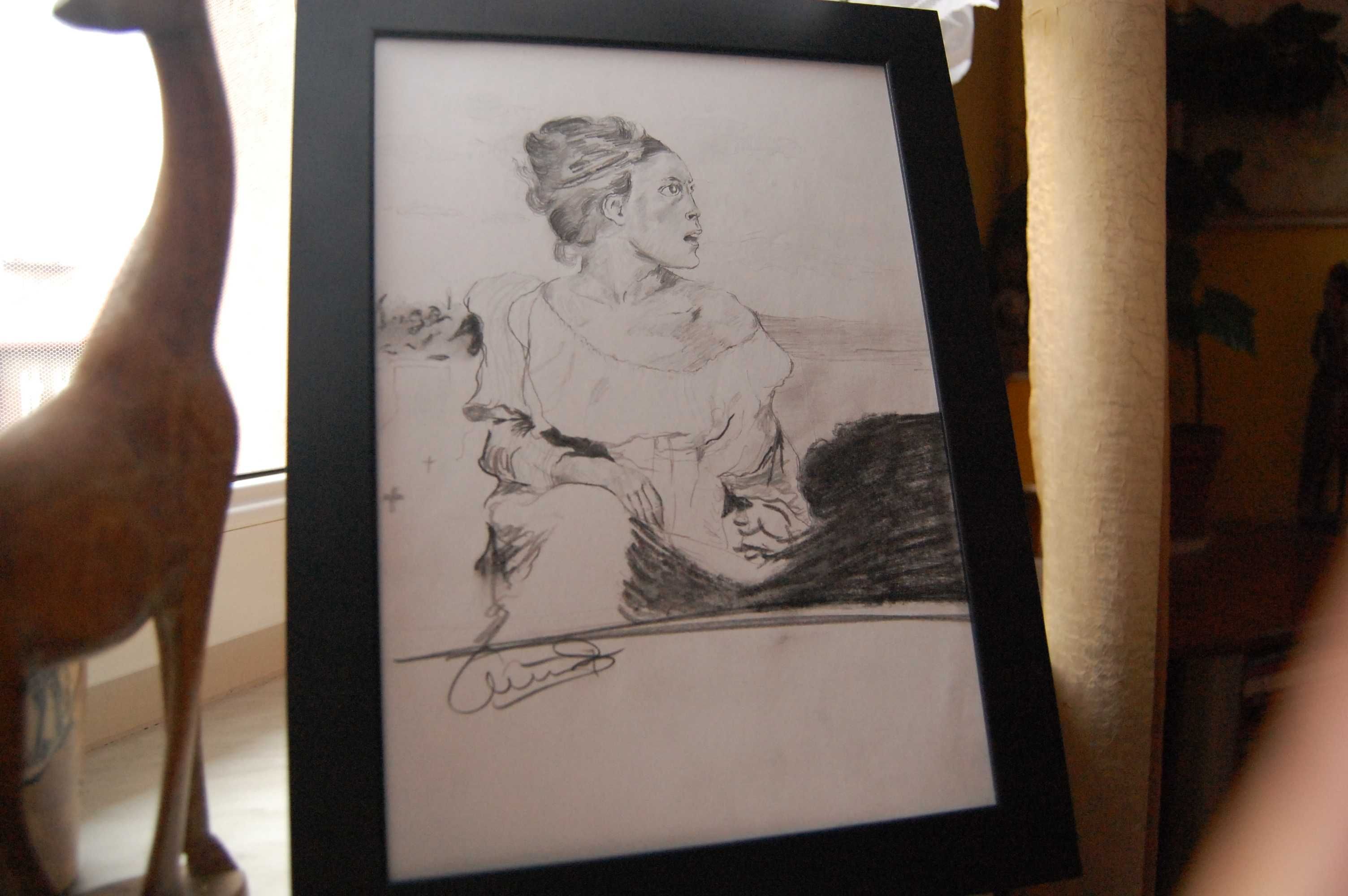 Rysunek.Eugene Delacroix."Sierota na cmentarzu".Grafika