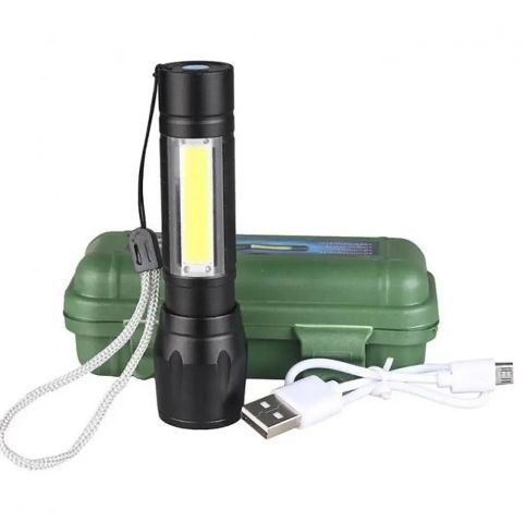 Акумуляторний тактичний ліхтарик у кейсі з  USB micro зарядом