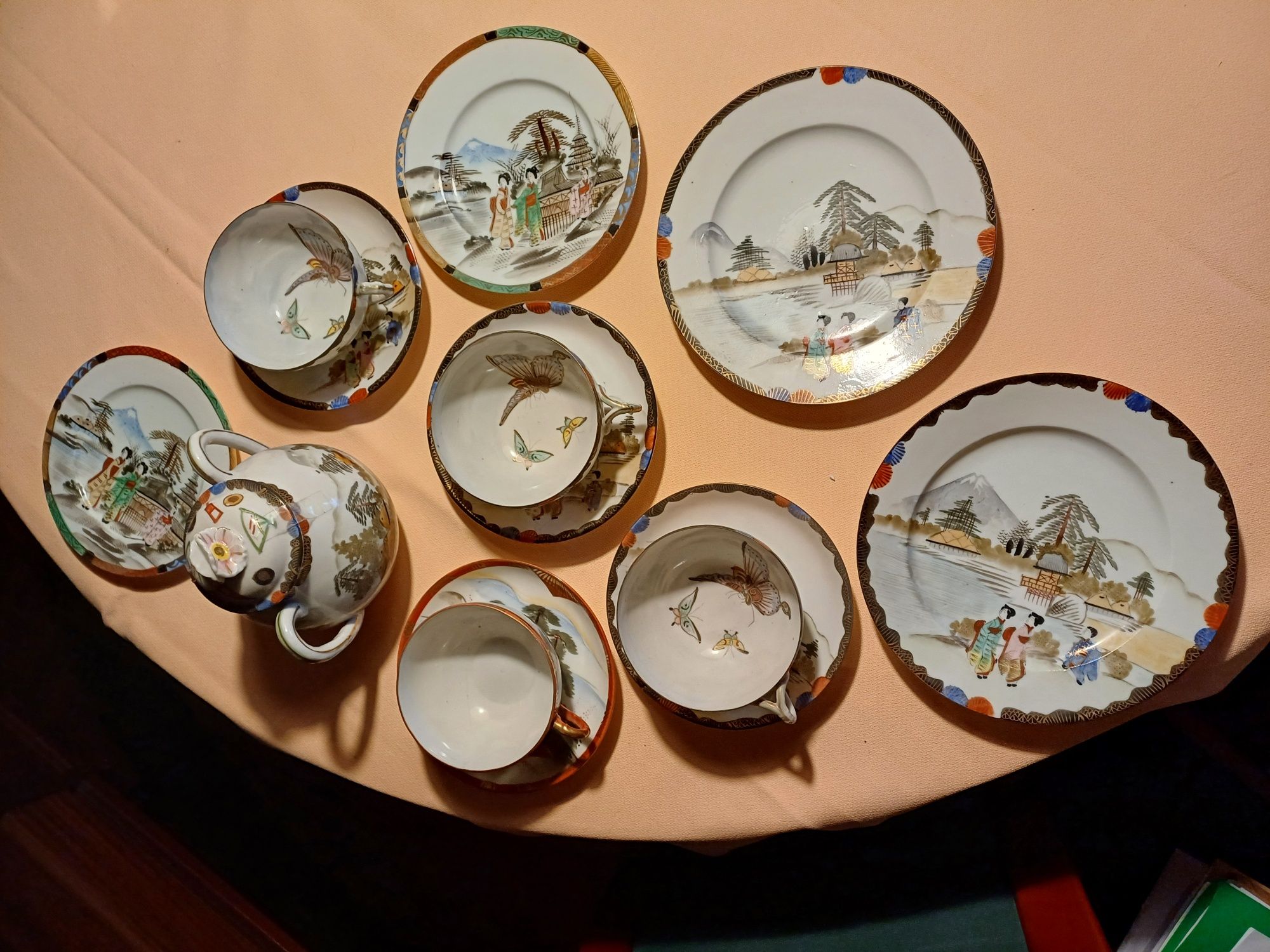 conjunto de chá porcelana chinesa muito antigo