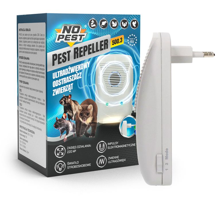 Ultradźwiękowy i elektromagnetyczny odstraszacz kun 3w1 No Pest® 500.3