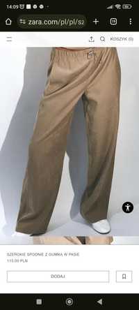 Szerokie spodnie z gumką Zara XS