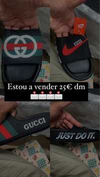 Chinelas nike e gucci