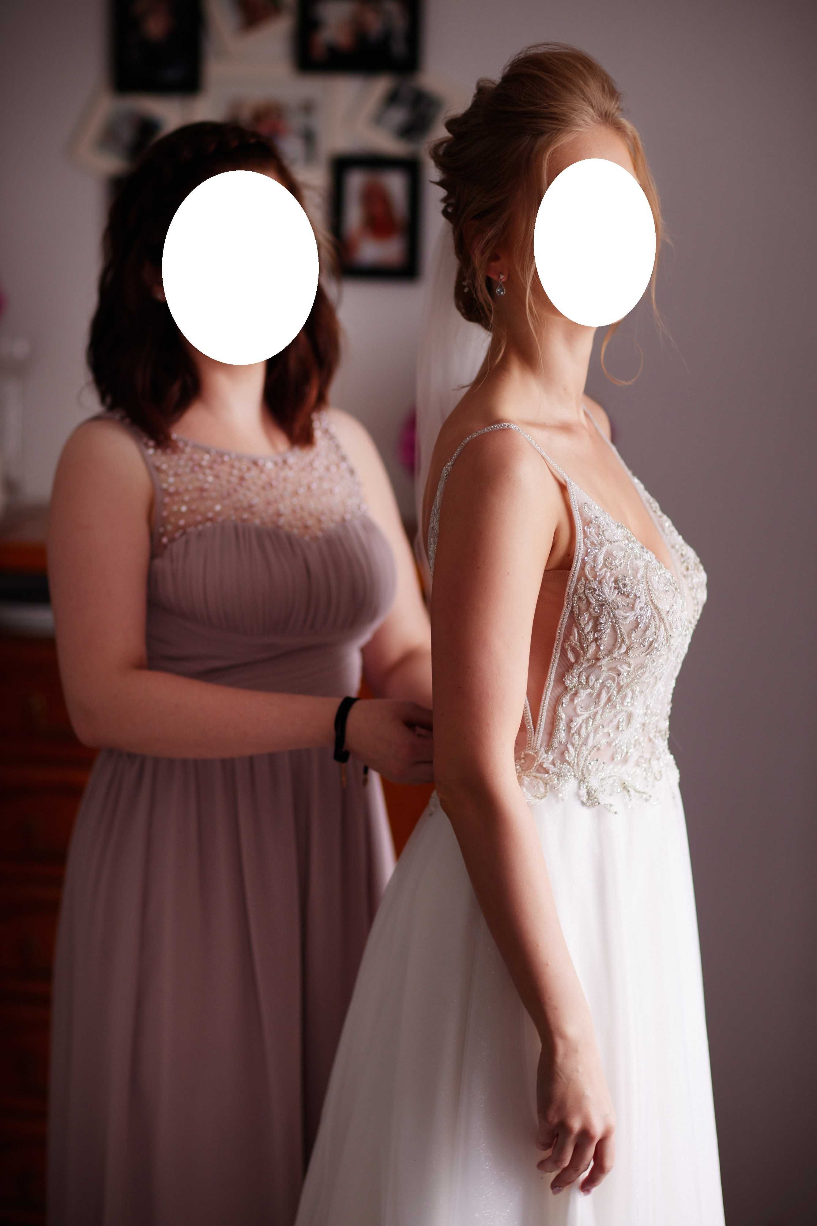 Suknia ślubna Herm's Bridal Dubai r.36 IVORY, litera A, na ramiączkach
