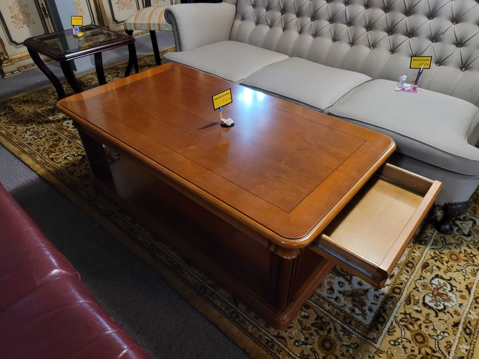 Grande mesa de centro em madeira maciça com gavetas - óptimo est