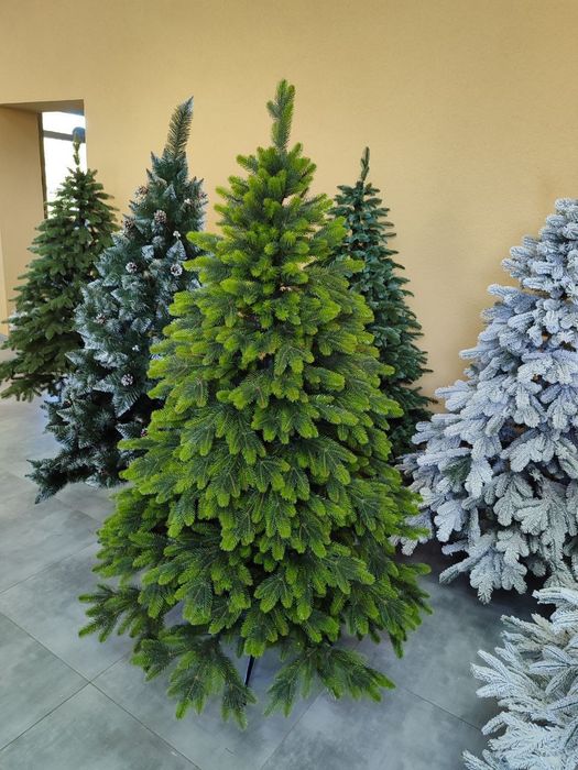 Ялинка штучна лита 1,8м з салатовими кінчиками пишна Елка литая 180 см