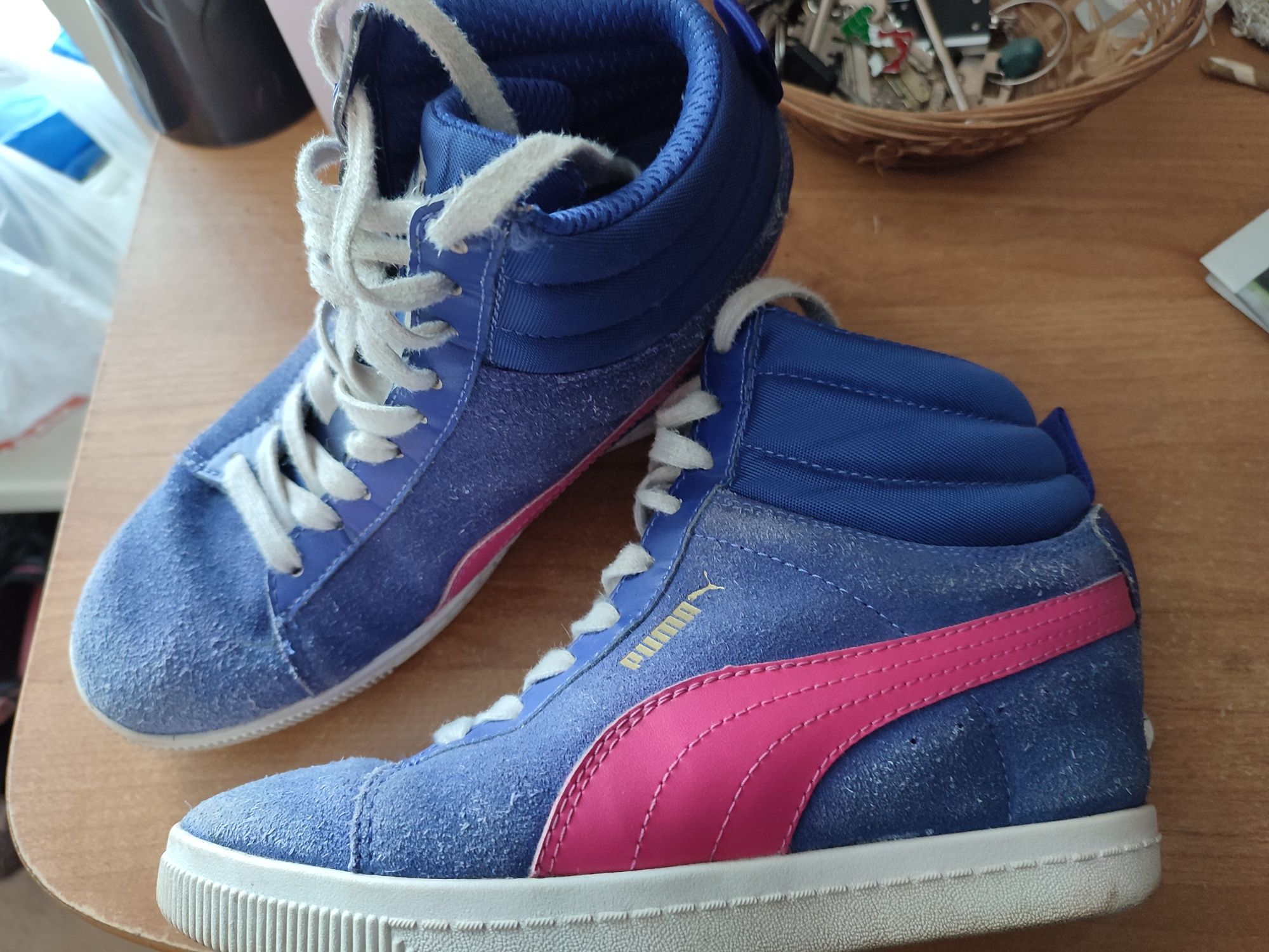 Puma,сникерсы, кроссовки,хайтопы,оригинал,36,маломерят на 35,22 22.5см