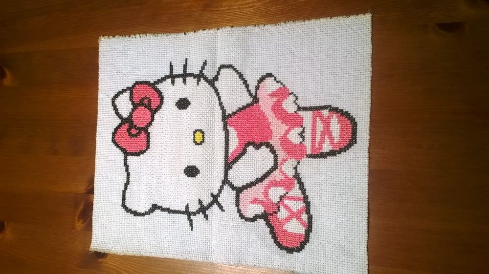 " Hello Kitty", quadro em bordado