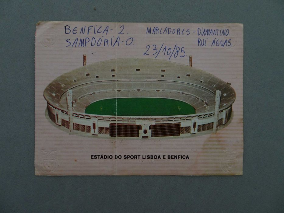 Bilhete futebol Benfica Sampdoria Taça Vencedores das Taças