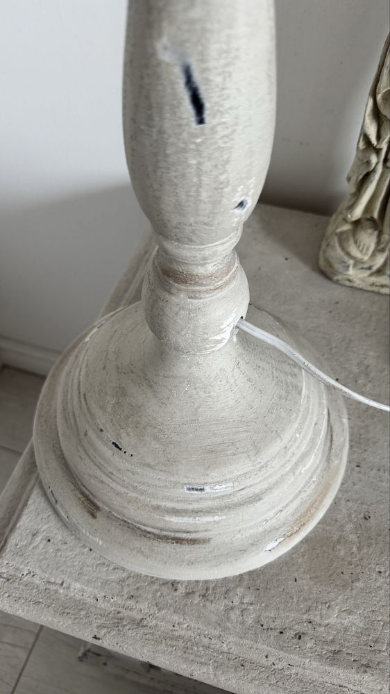 Lampa drewniana abażur lniany PR Home