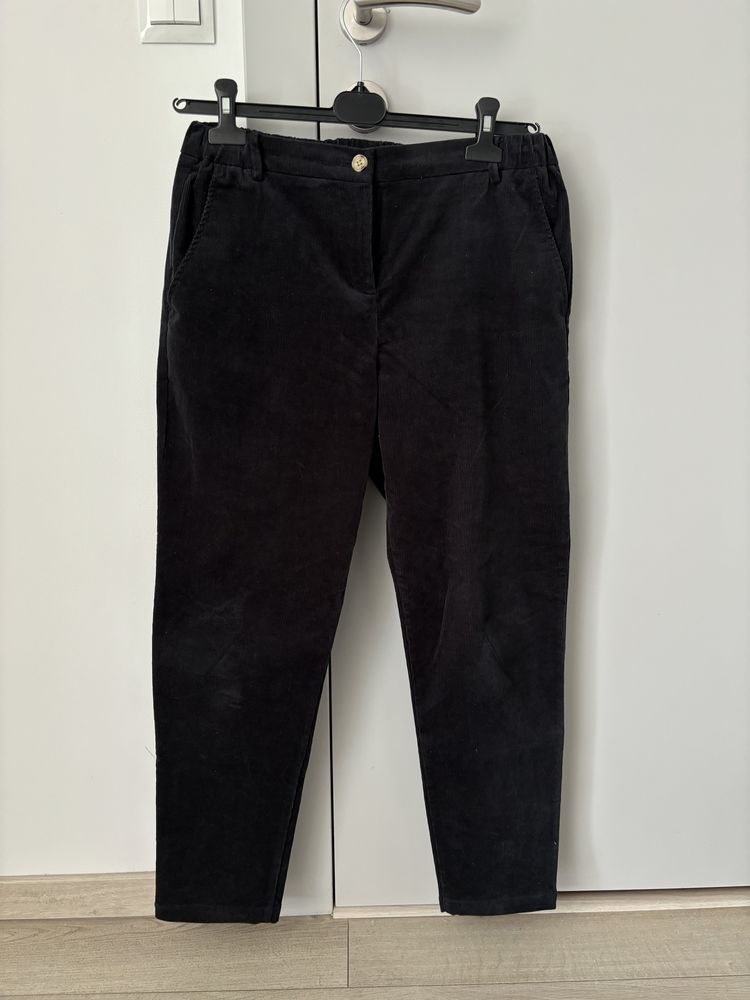 Czarne, ciepłe spodnie sztruksowe Esprit r. 38