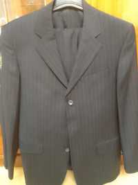 Чоловічий костюм, Renzo Rinaldi, чорний в смужку, розмір 48, вовна