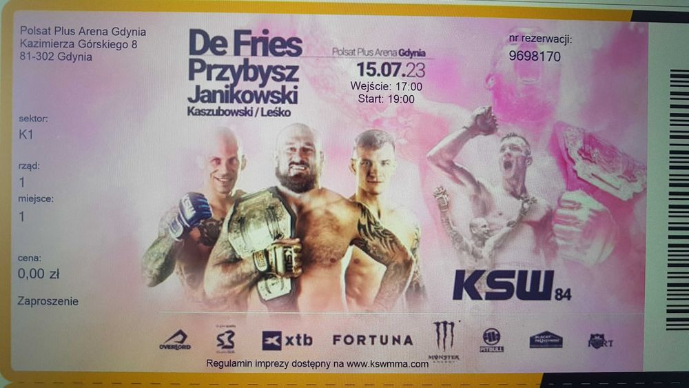 Bilety gala KSW 84 Arena Gdynia