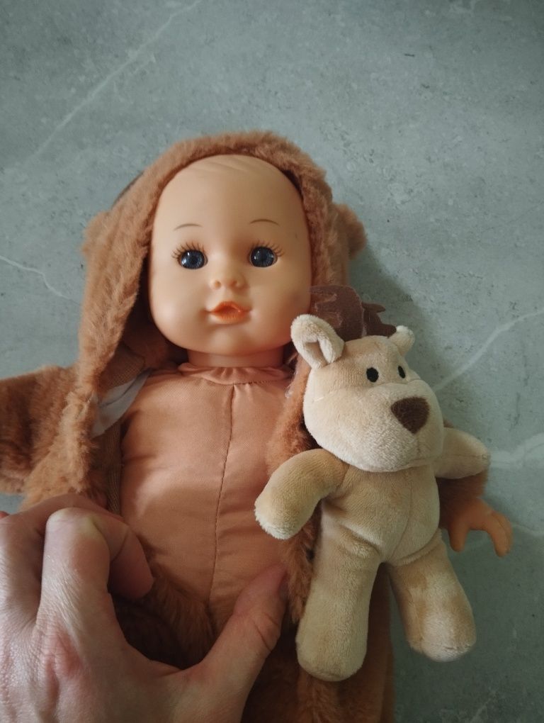 Lalka bobas w futerku w stroju reniferka+miś