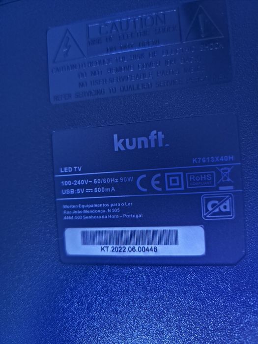 Televisão 40" KUNFT K7613X40H
Está como nova. Já fora do período de