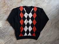 Czarny wzorzysty sweter męski wełna