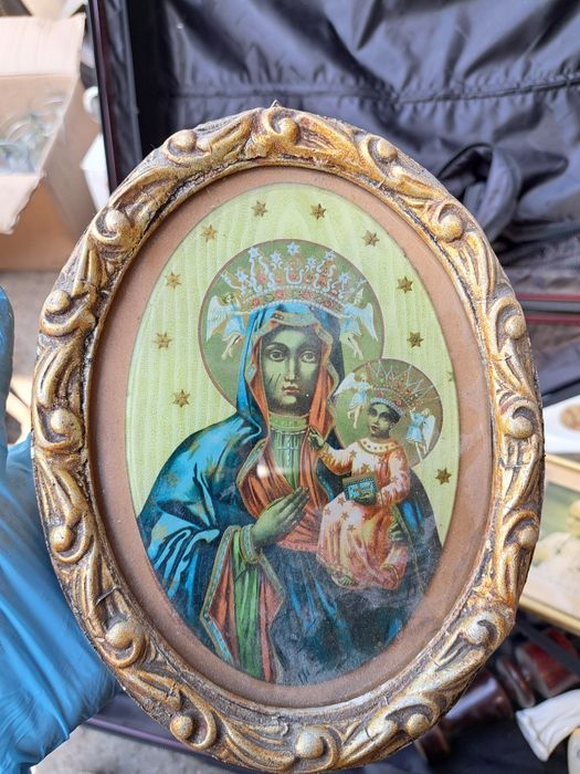 Ładny stary obraz Matki Boskiej Czestochowskiej