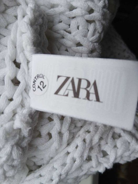 Жилет білий в'язаний об'ємний бавовна р.46 ZARA