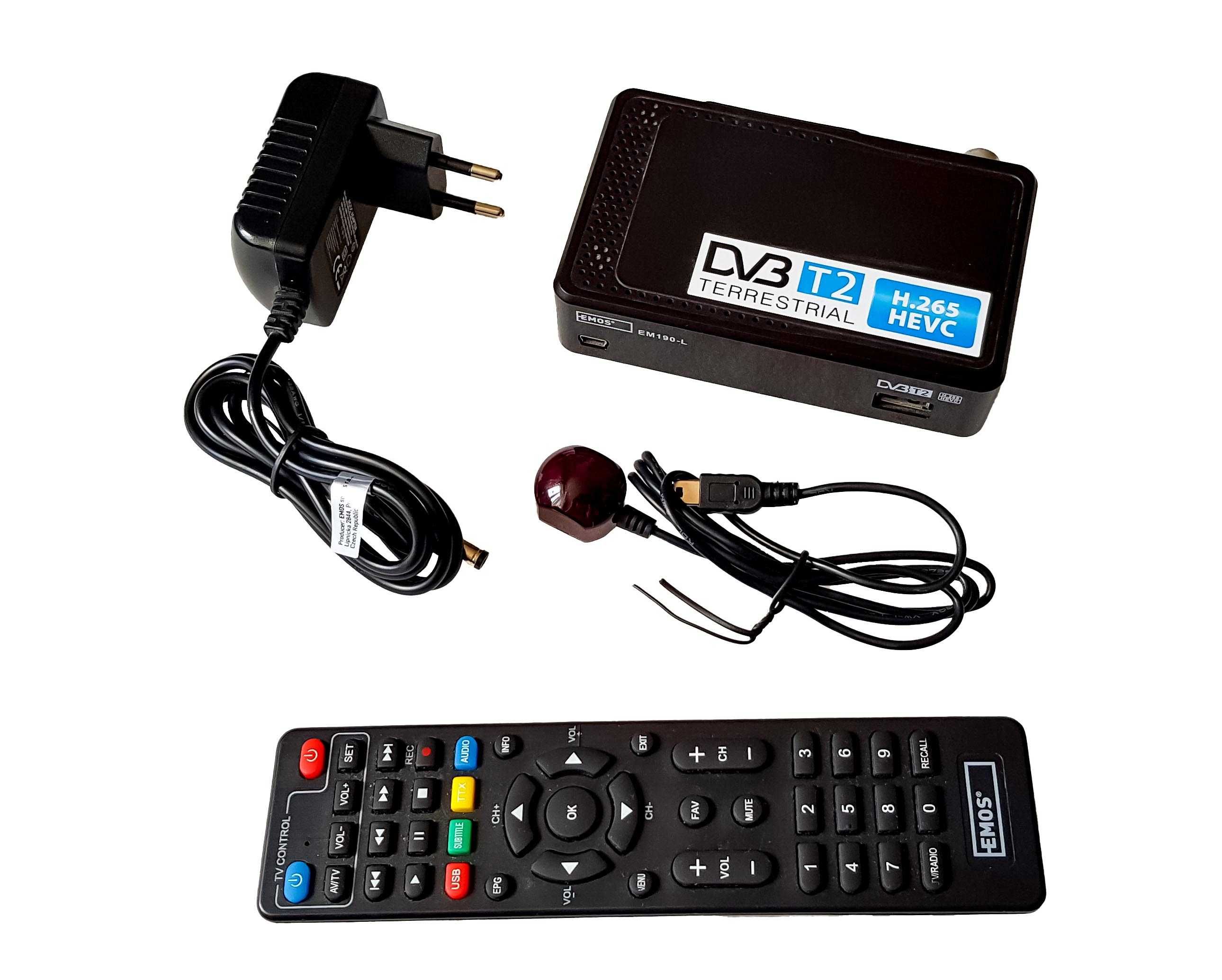 Dekoder DVB-T2 (HEVC) EMOS EM190-L