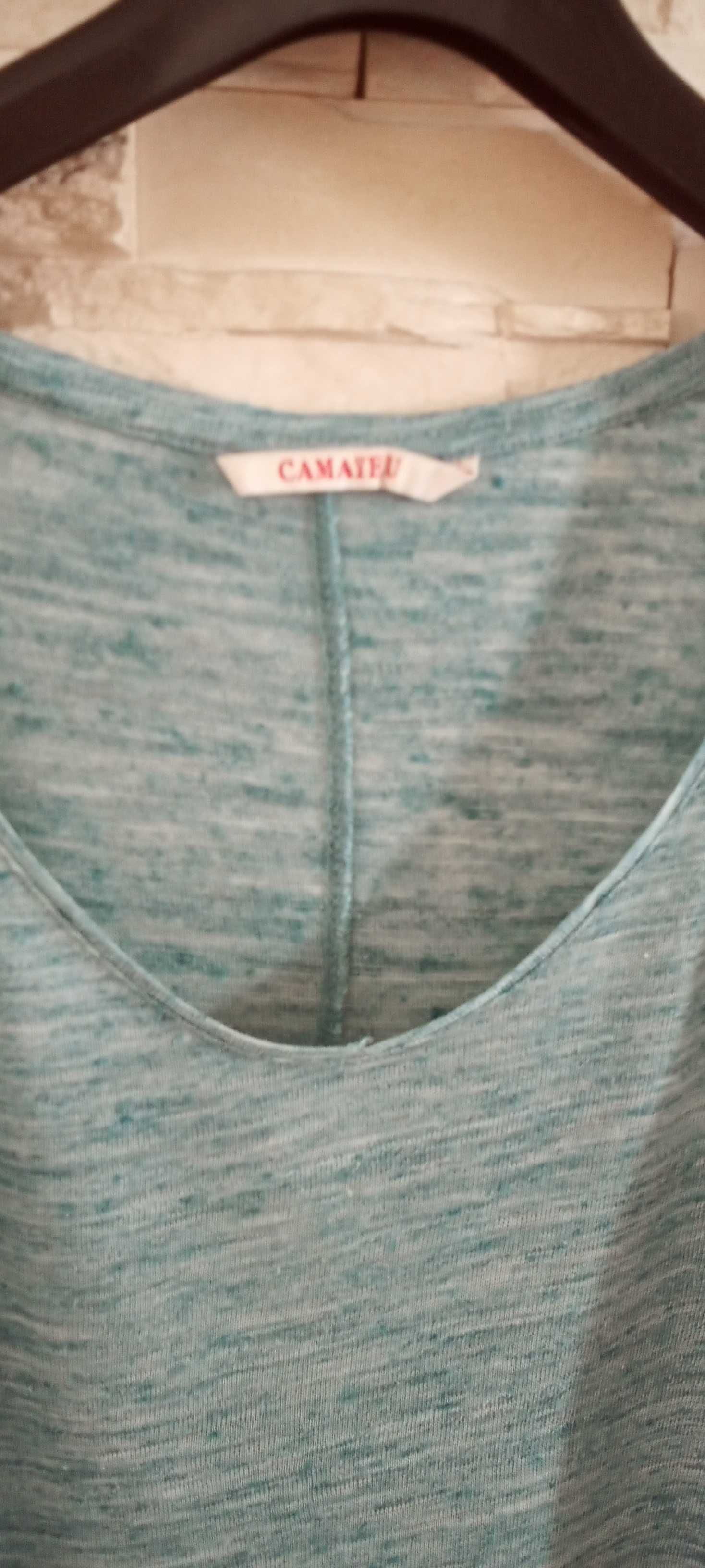 T- shirt damski morki przewiewny S/36 Camaïeu