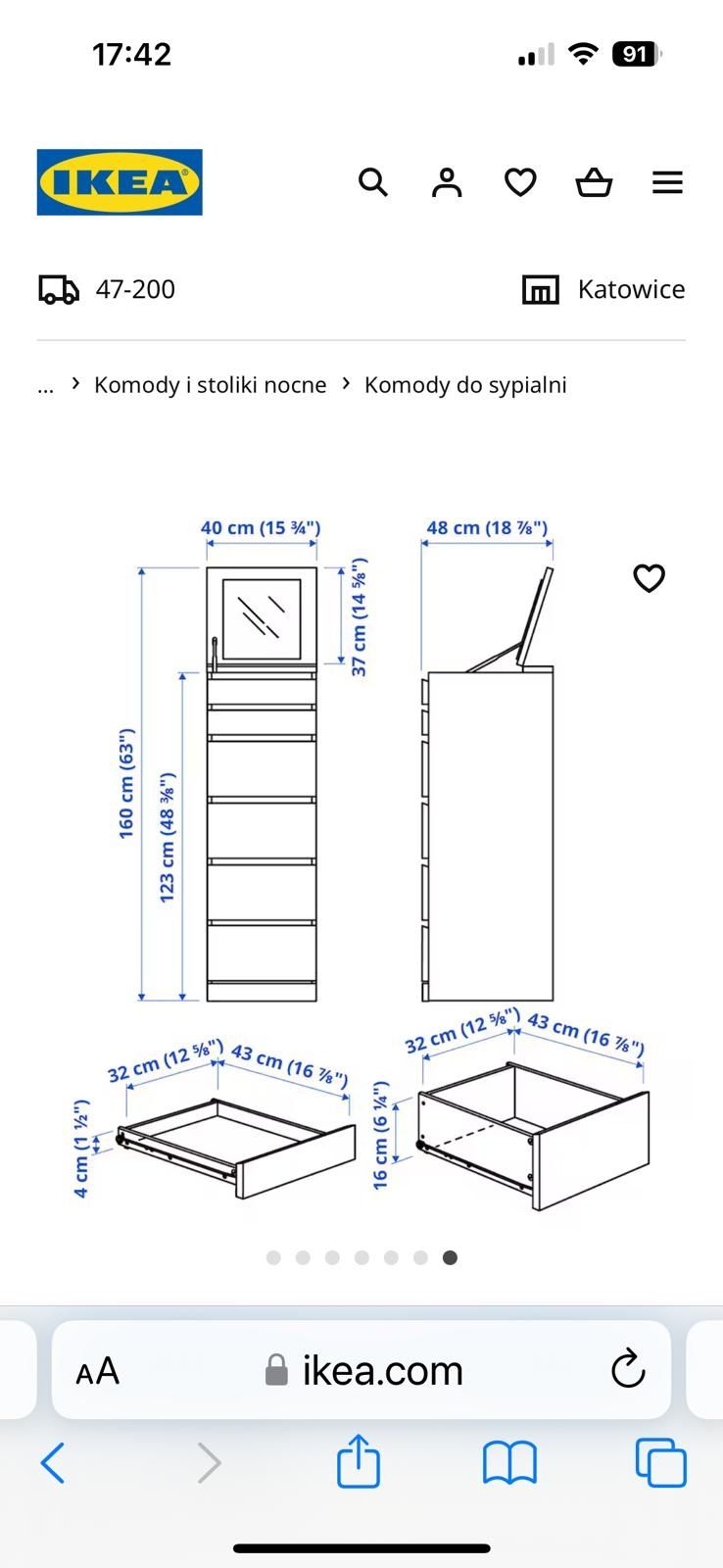 Komoda MALM IKEA, okleina brzozowa!