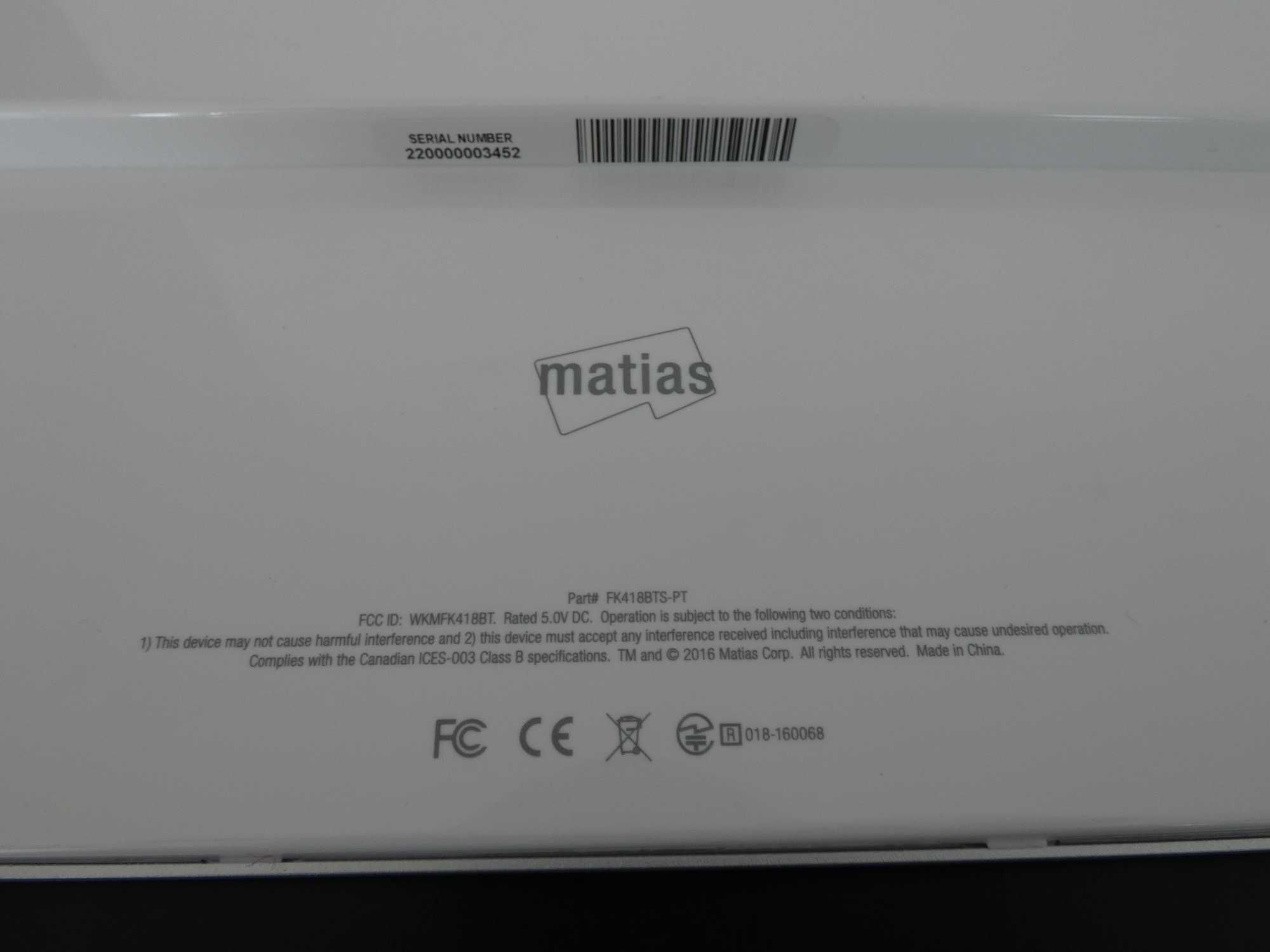 Teclado Bluetooth de Alumínio Matias - PT