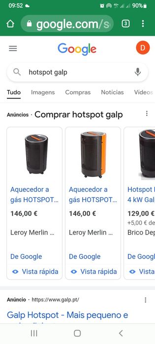 Aquecedor com botija vazia