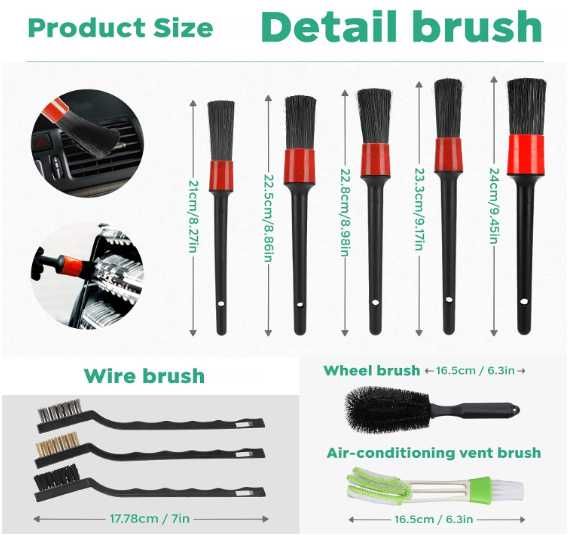 BESTCOOL - 20-częściowy zestaw pędzli do czyszczenia samochodu