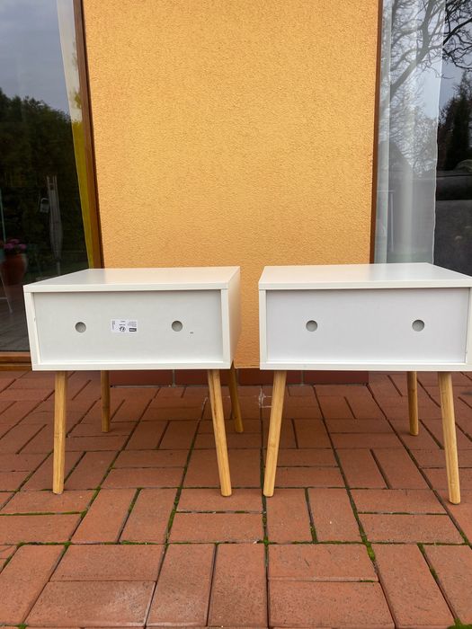 Stoliki nocne BROBY 1 szuflada kolor bambusu/biały