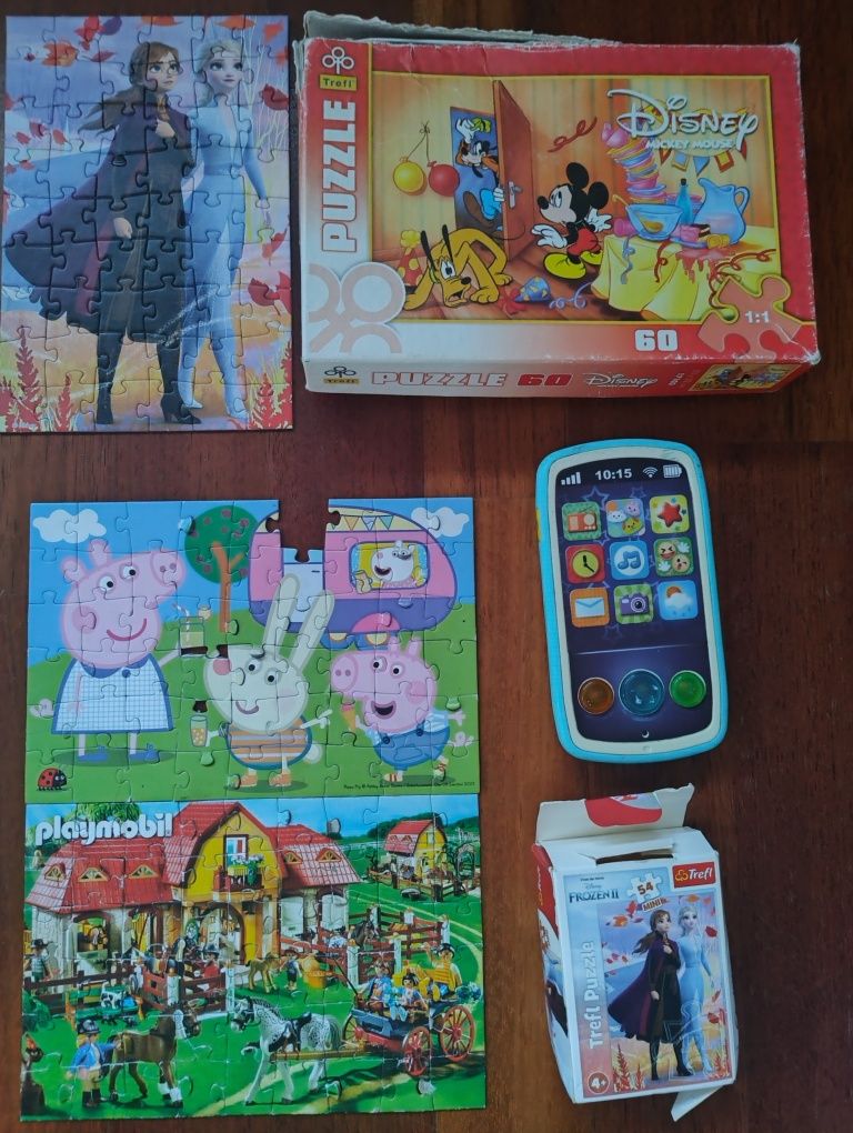 Puzzle Peppa psi patrol Elza Dora Mickey gry książka telefon Fischer P
