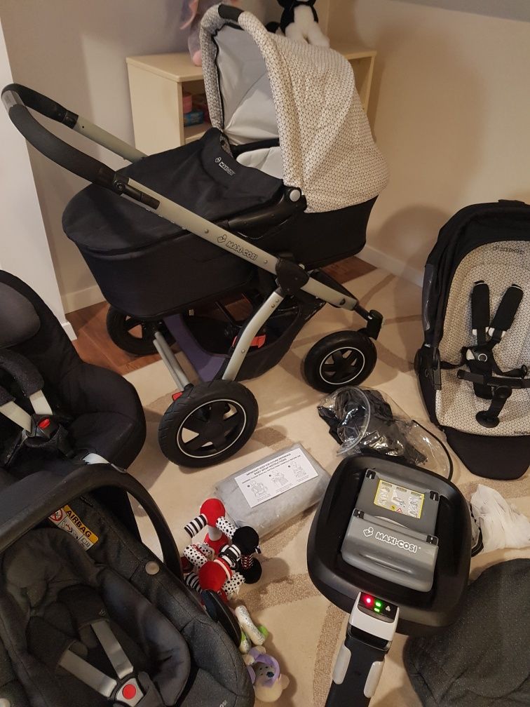 Wózek Maxi Cosi Mura Plus 3w1, 5w1, fotelik i baza, mega zestaw