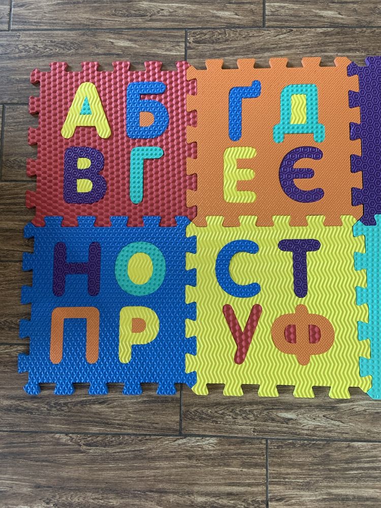 Детский массажный коврик пазл мозаика EVA Украинские буквы Цифры