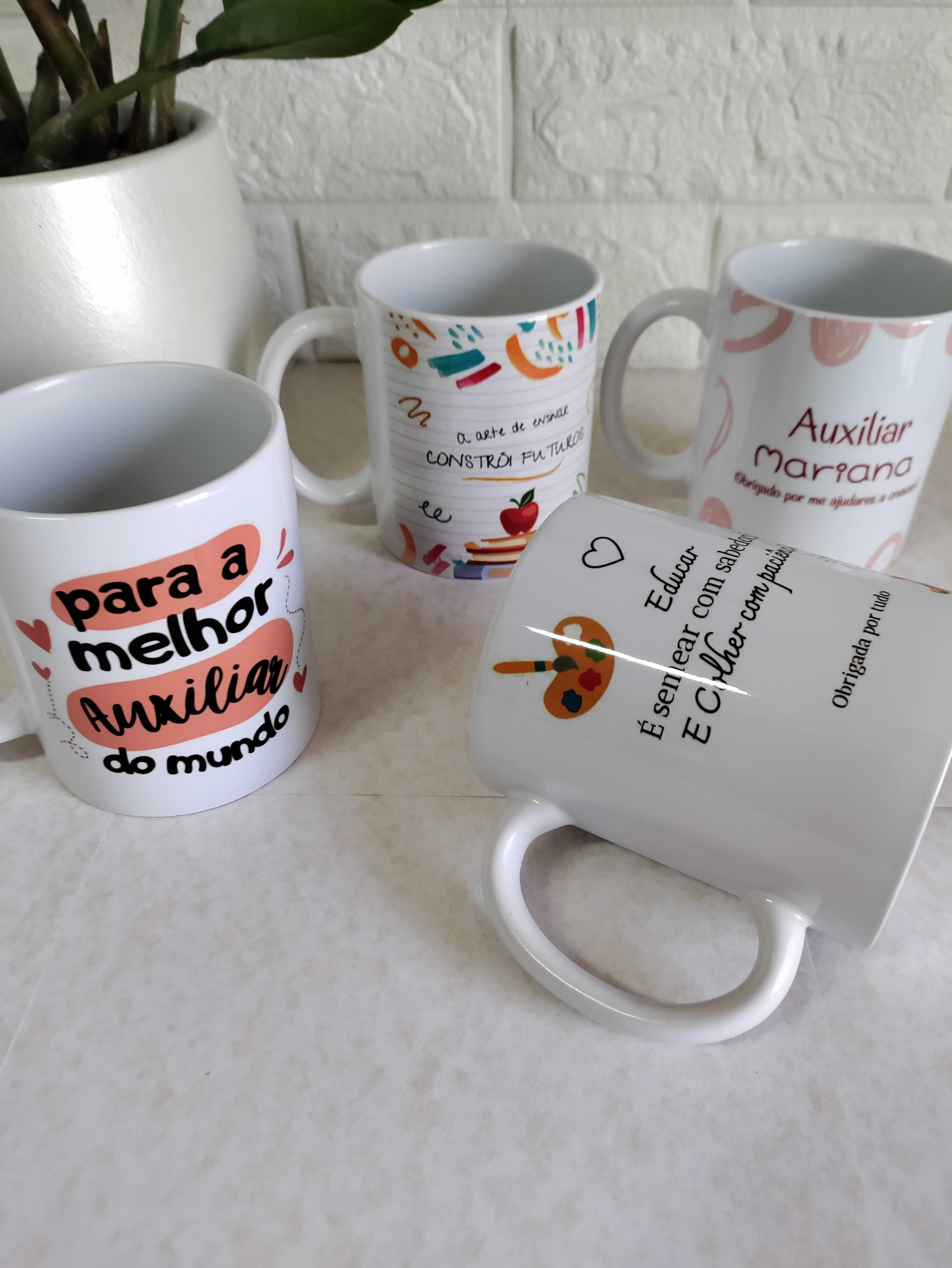 Canecas para auxiliar, educadora e professora